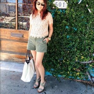 Trafaluc Zara Premium Army Green Studded Shorts